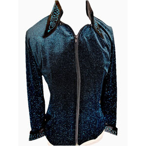 Faceted Thread By Sr Gold Western Show Shirt Riding Competition Glitter Zip Smal